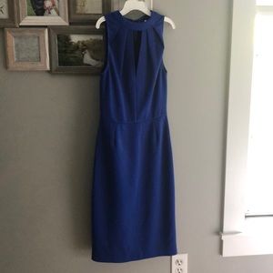 Blue high neck dress